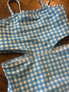 Cat & Jack Blue and White Gingham Cutout One Piece Swimsuit XS